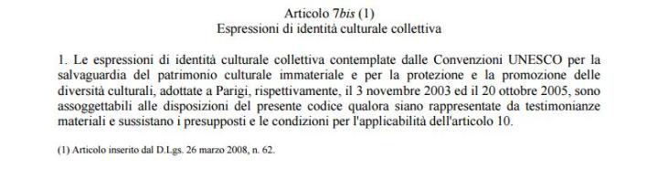 art 7 bis codice 42/2004