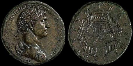 sesterzio di Traiano portus